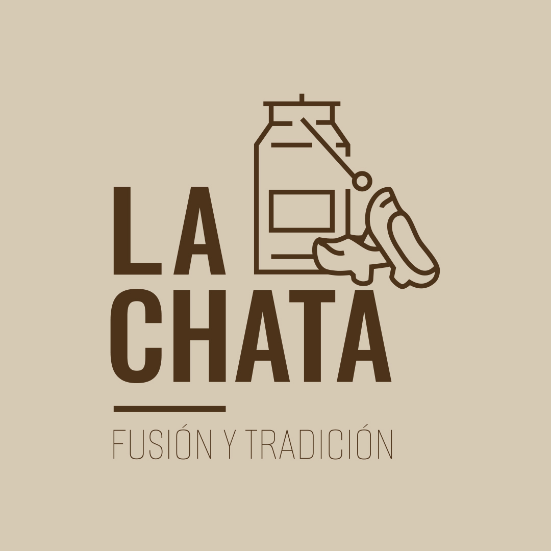 Logo Restaurante La Chata fondo marron claro letras marron oscuro