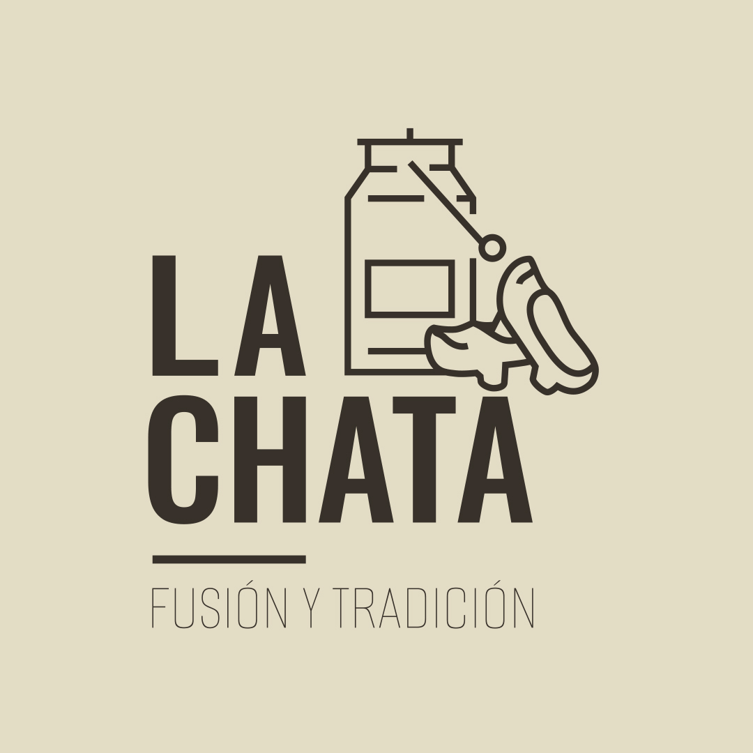 Logo Restaurante La Chata fondo marron muy claro letras marron claro