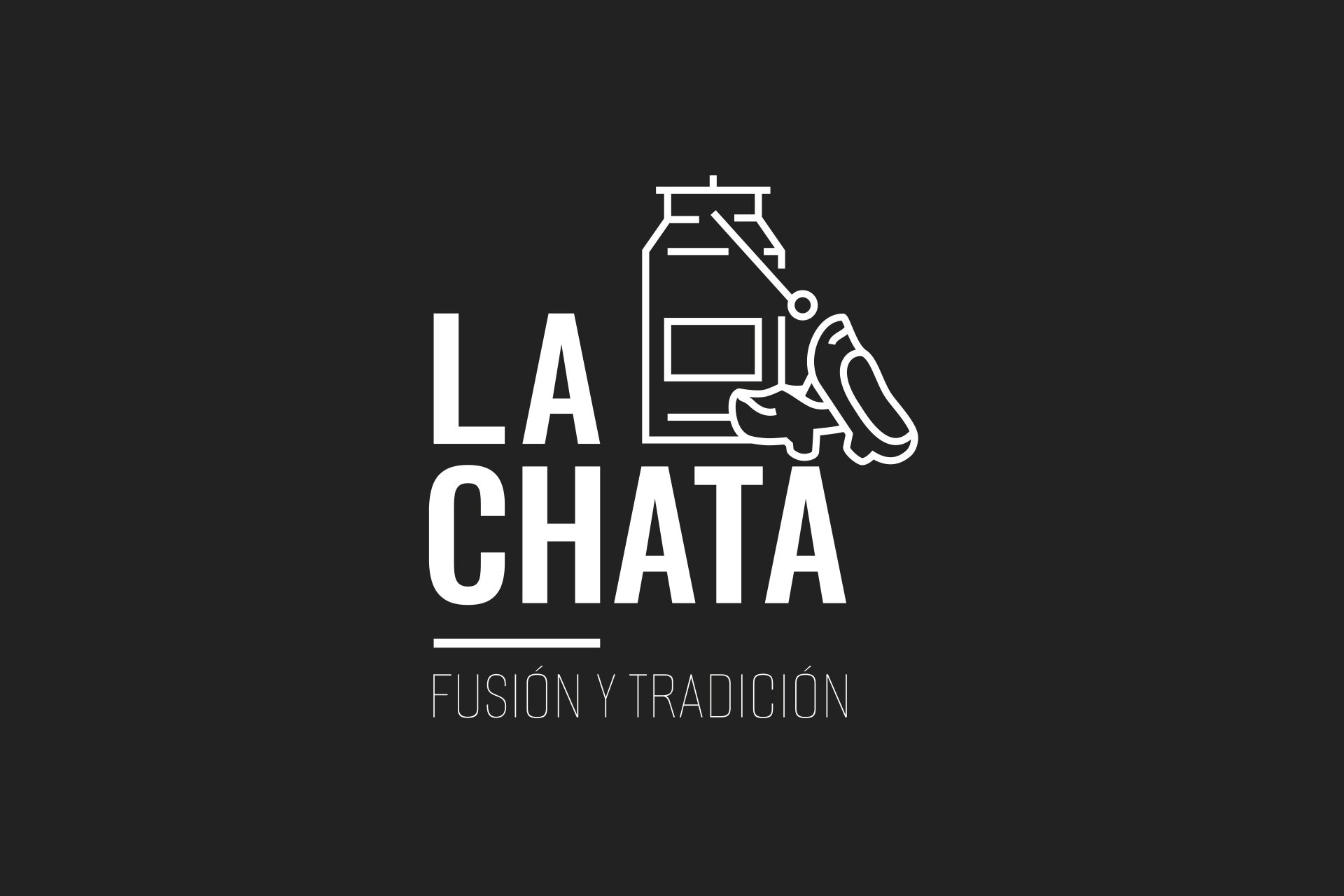 restaurante lachata logo blanco sobre negro