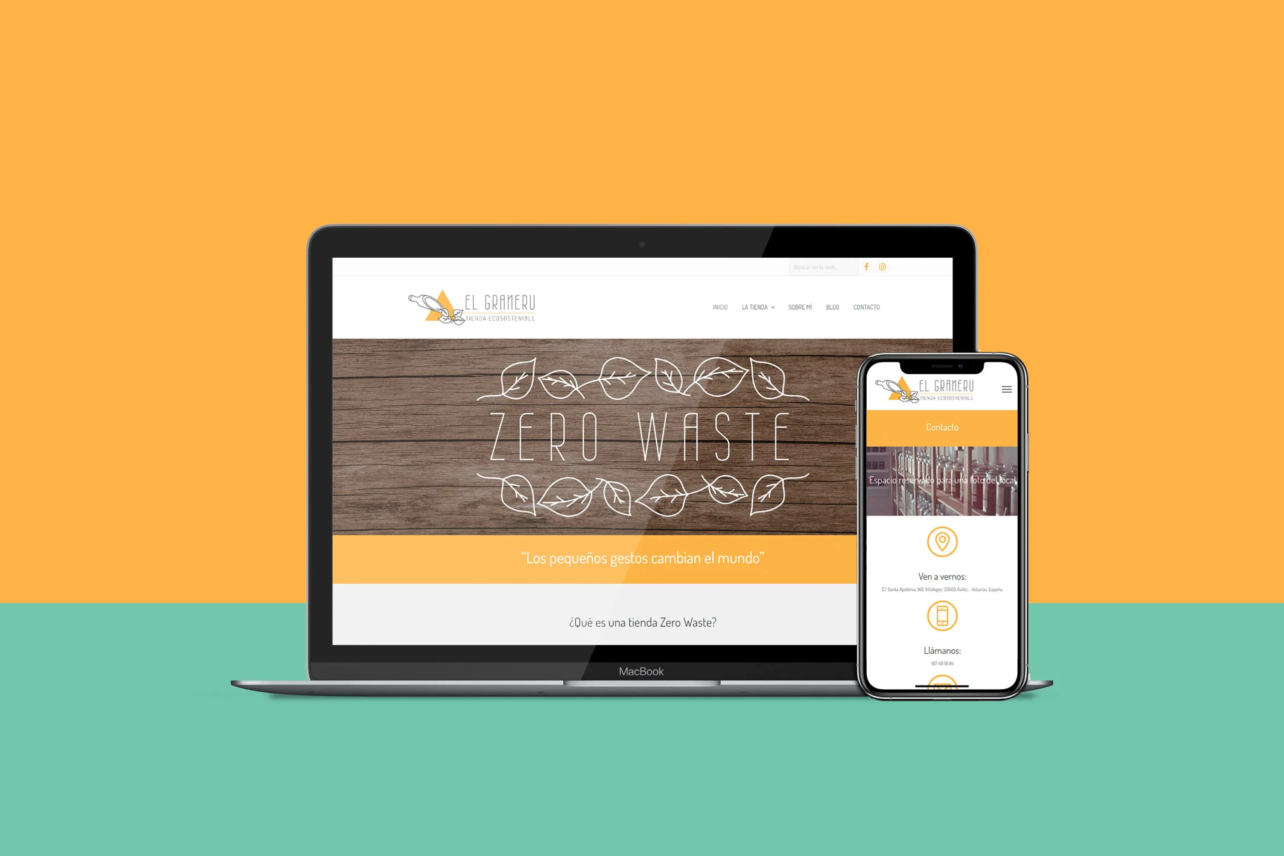 Mockup movil y portatil pagina el graneru