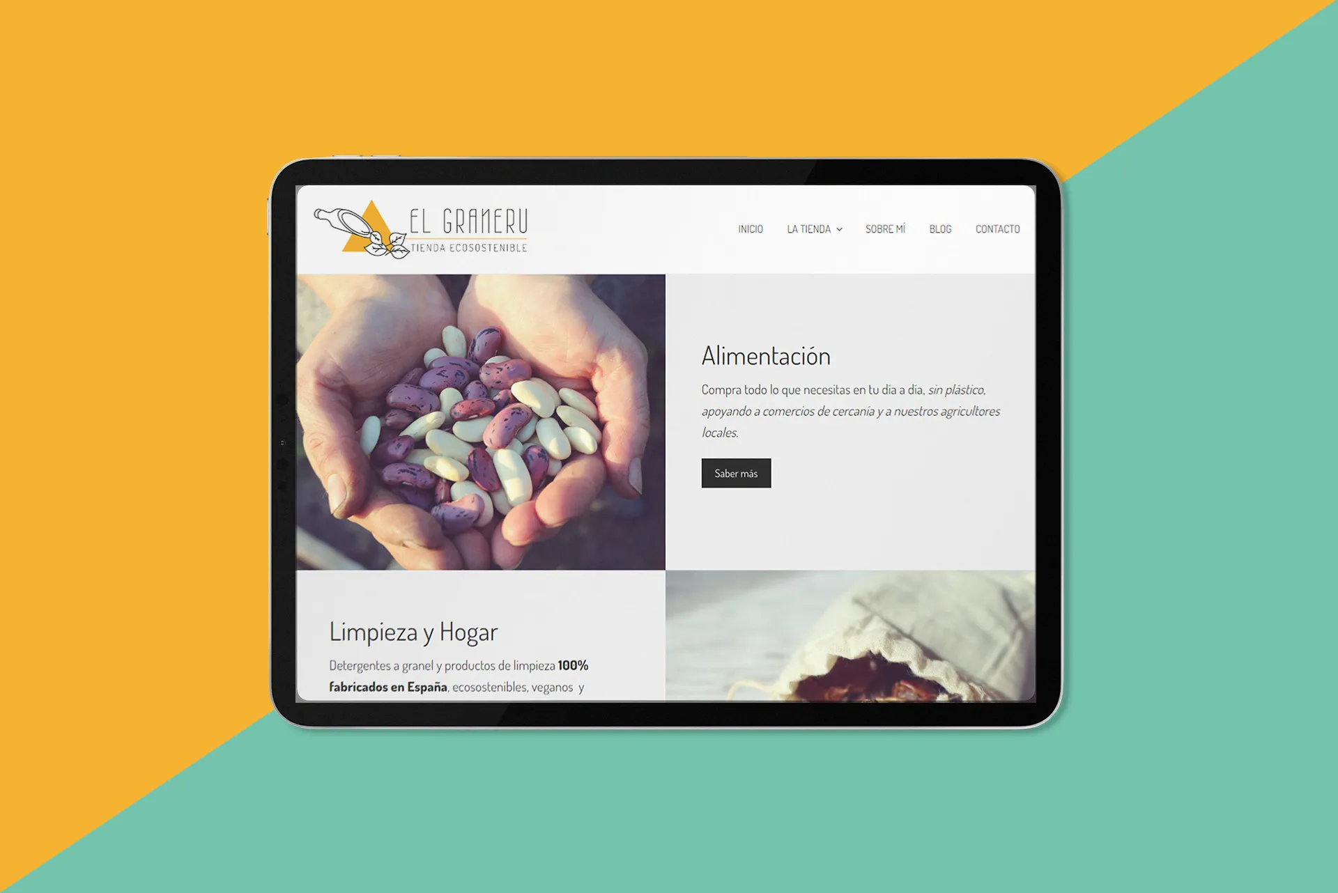 Mockup pagina el graneru en tablet