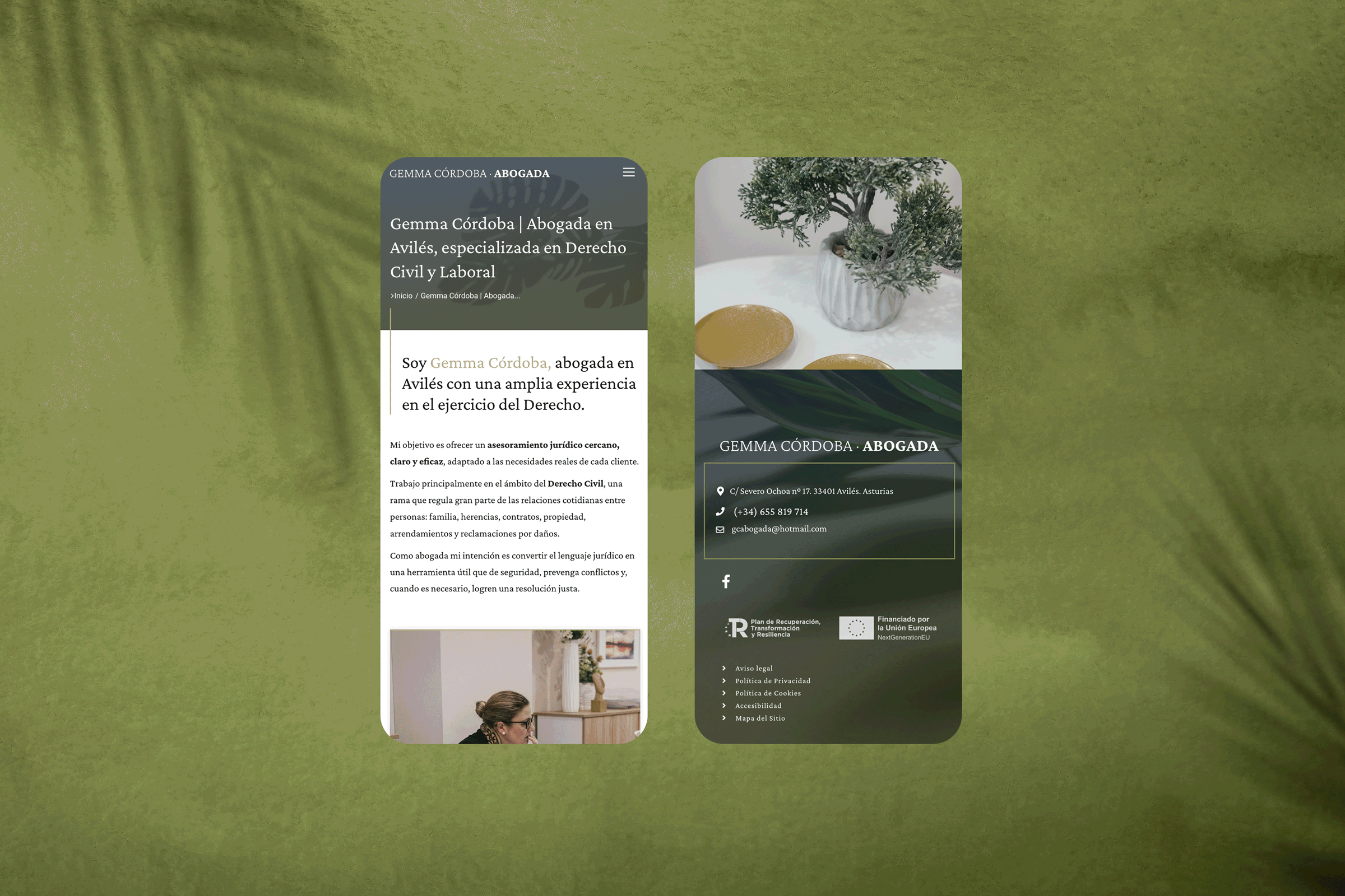 Perfil de abogada en Derecho Civil y Laboral.