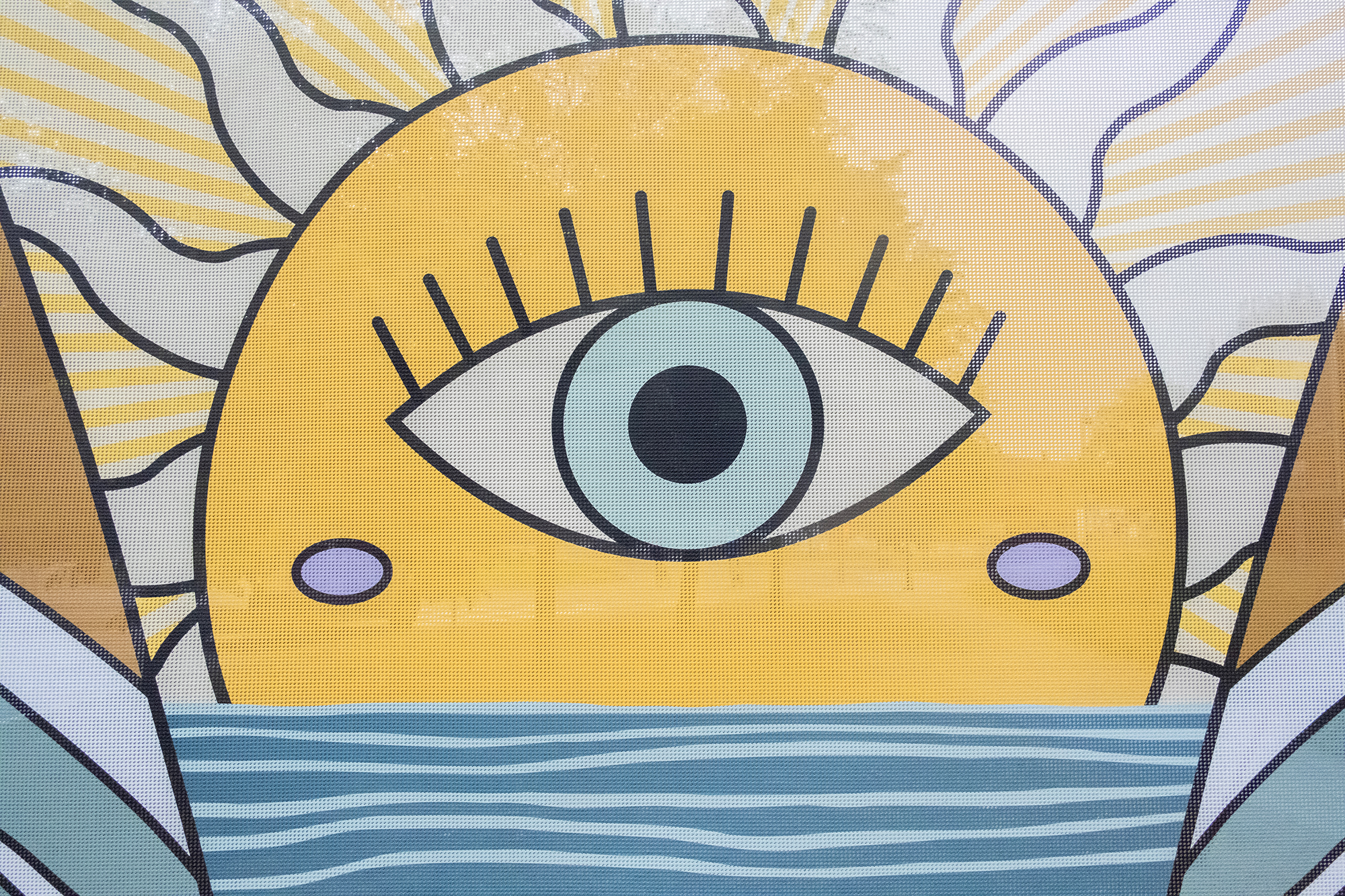 Ilustración colorida de sol con ojo central.