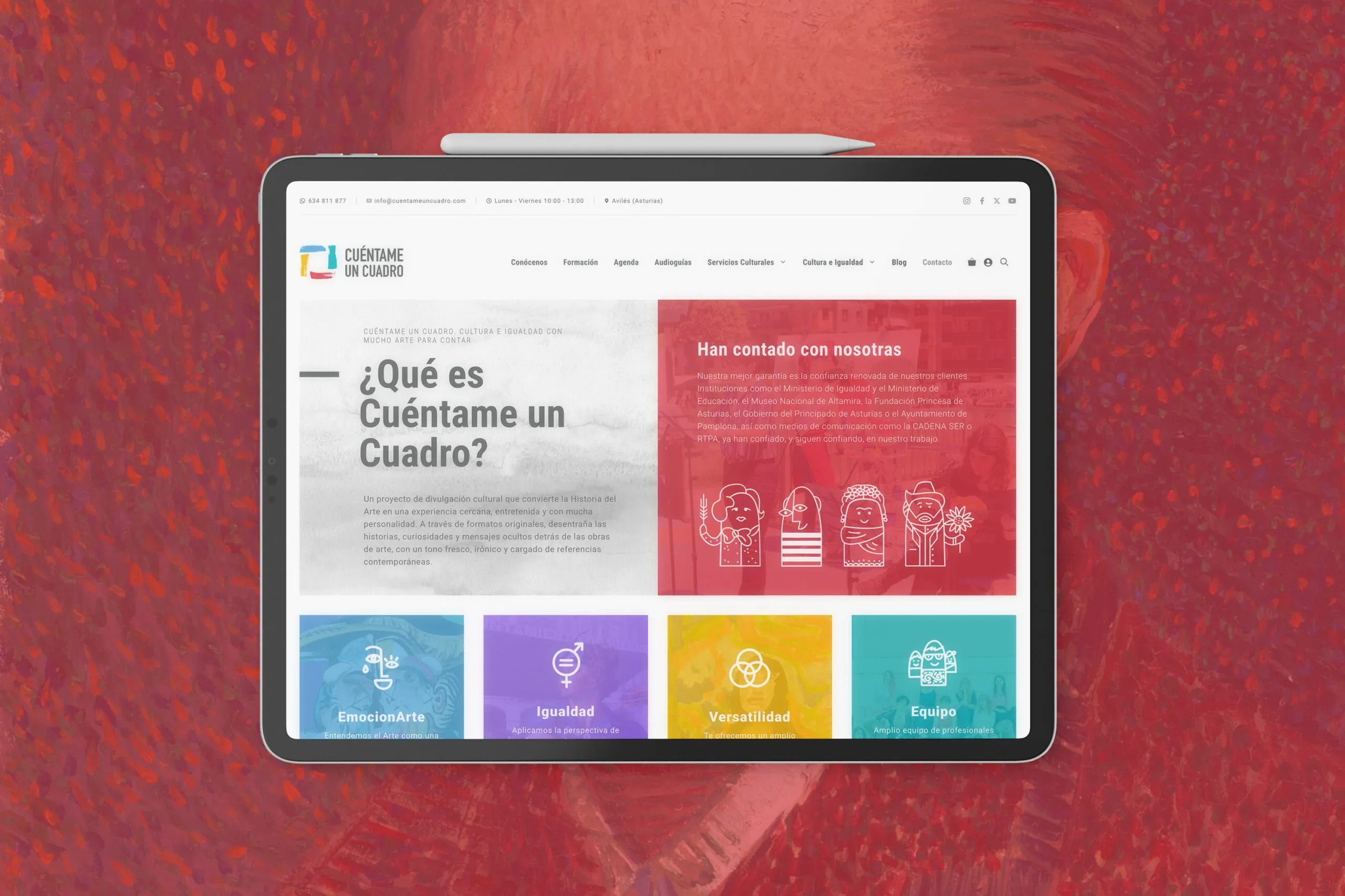 Web de Cuéntame un Cuadro en un iPad