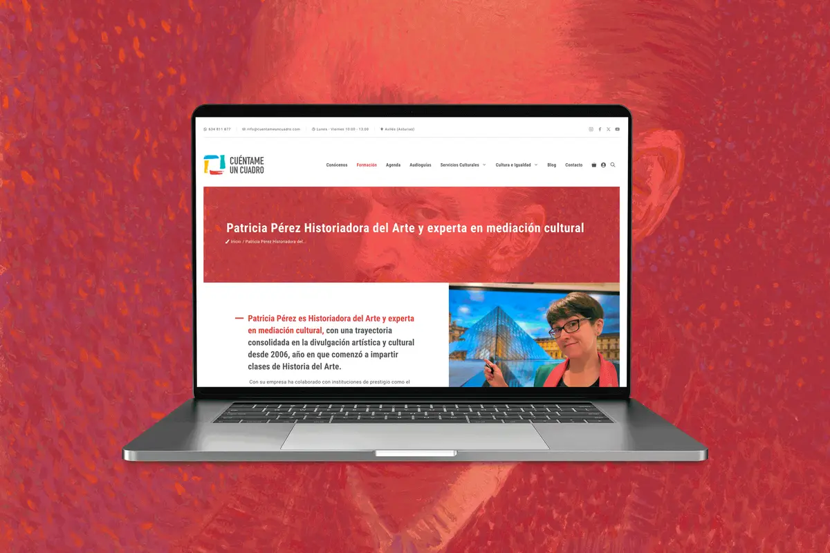 Web de Cuéntame un Cuadro en un portátil