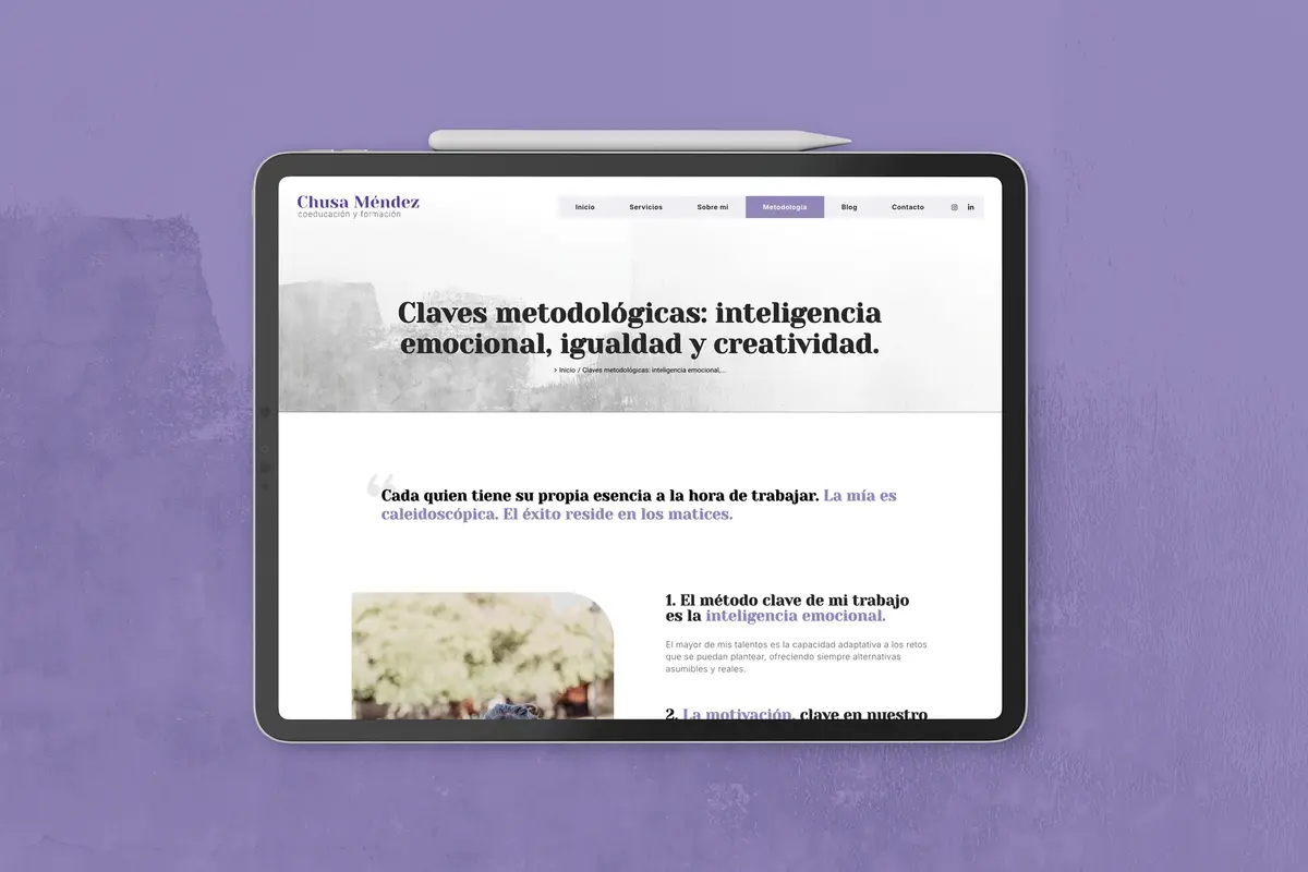 Web de Chusa Méndez en un iPad