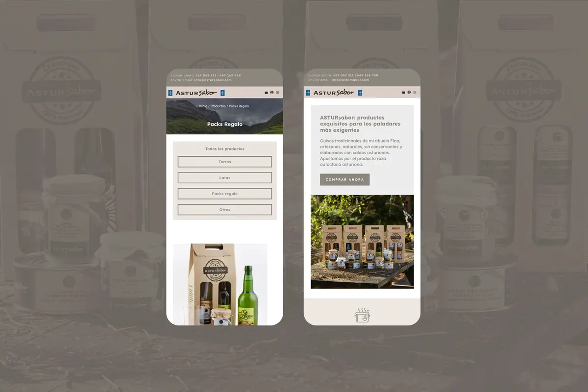 Web de AsturSabor en smartphone
