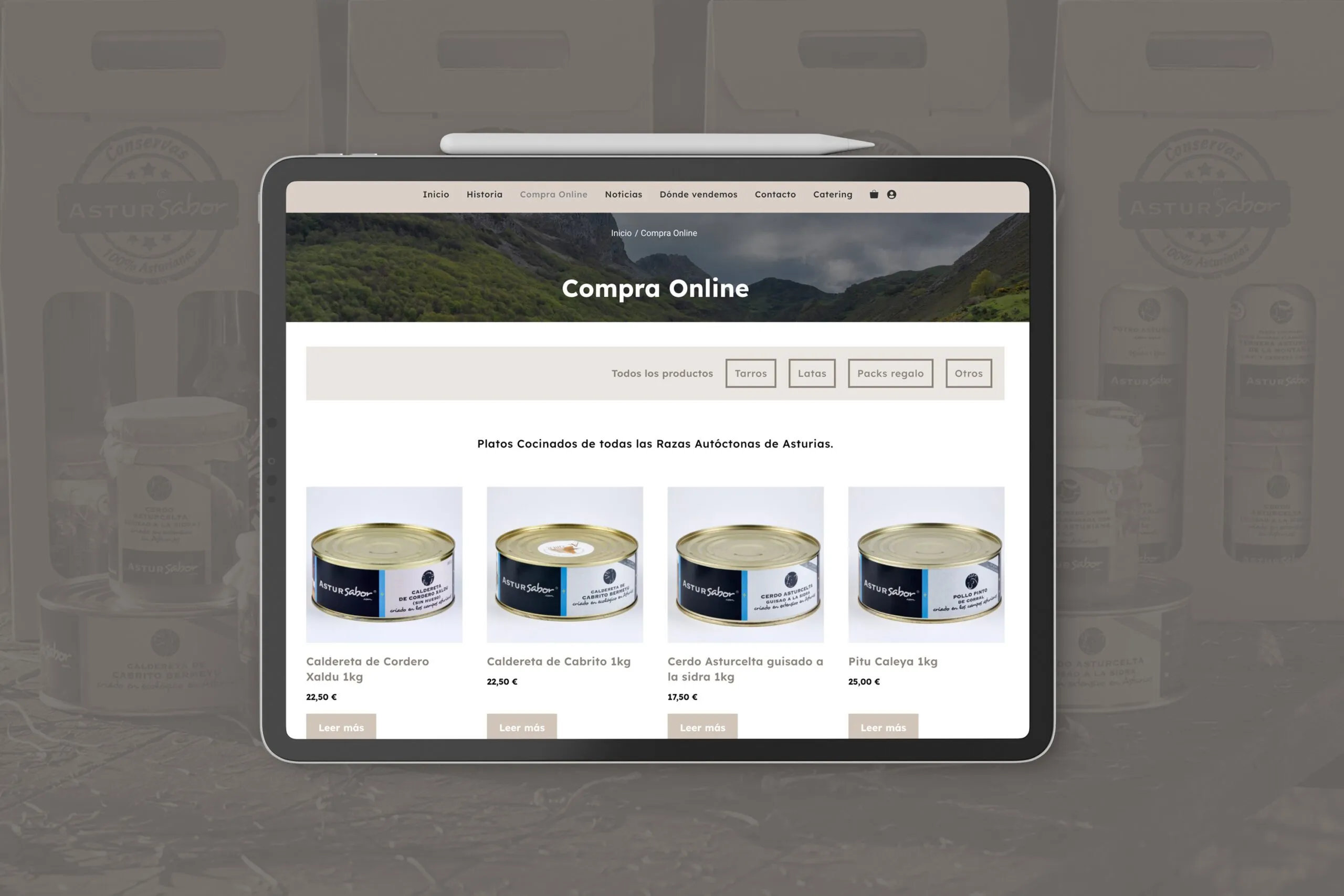 Web de AsturSabor en un iPad
